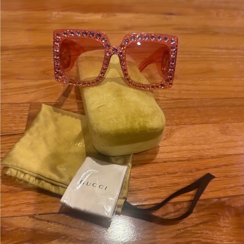 Gucci Pink Crystal Sunglasses authentic oversized